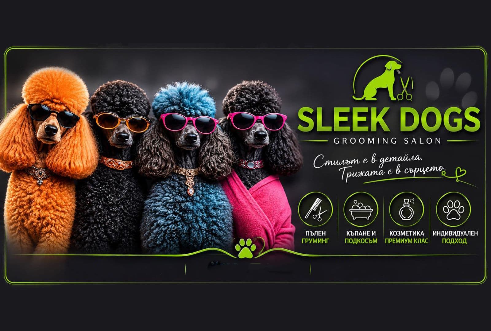 Банер на Груминг студио Sleek Dogs